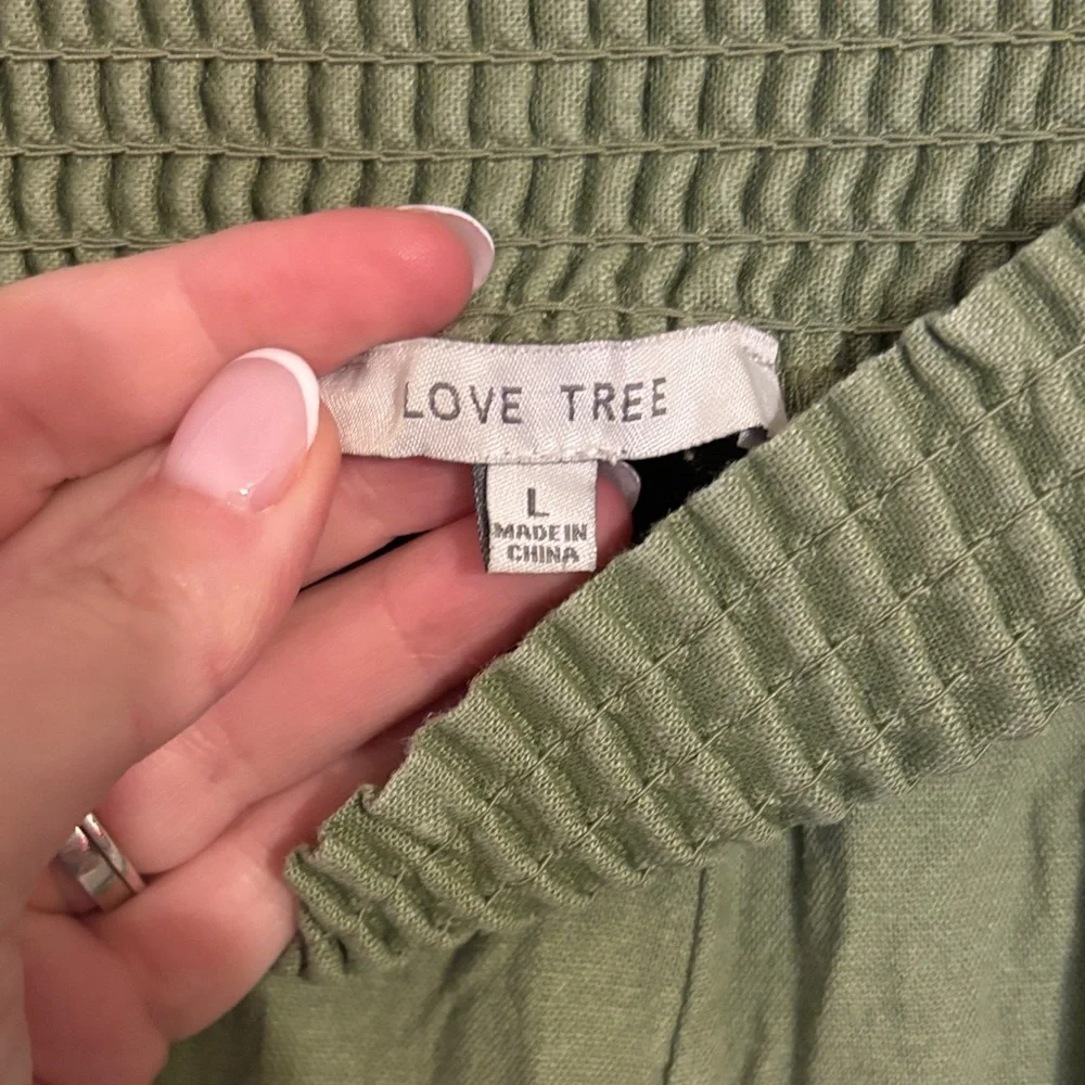 Love Tree Sage Green Textured Pants - Picture 2 of 4